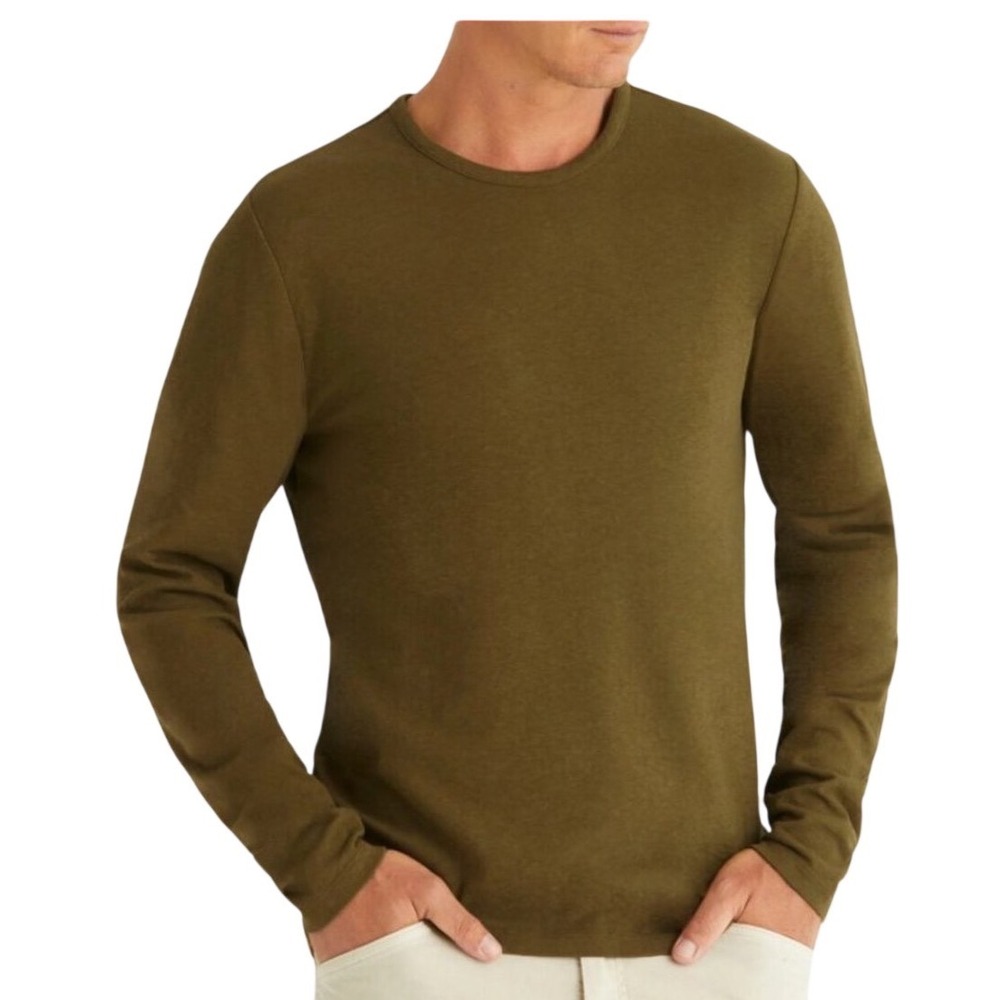AETHER Men's XXL Command Green Organic Cotton Hemp Long‎ Sleeve Tee Regular Fit